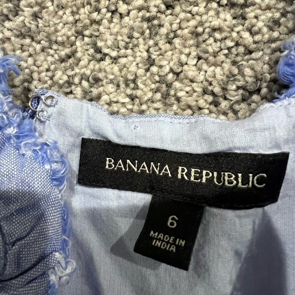 Banana Republic Blue Chambray Linen Cotton Dress Sleeveless Lined Women’s US 6 - Picture 3 of 10